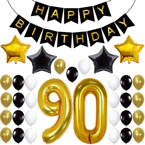 Buy Gold 90 Birthday Party Decorations Set Large 40 Inch Black And