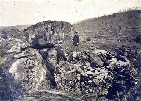 Staged Photograph Of Posed Dead Soldiers In Devils Den Months After
