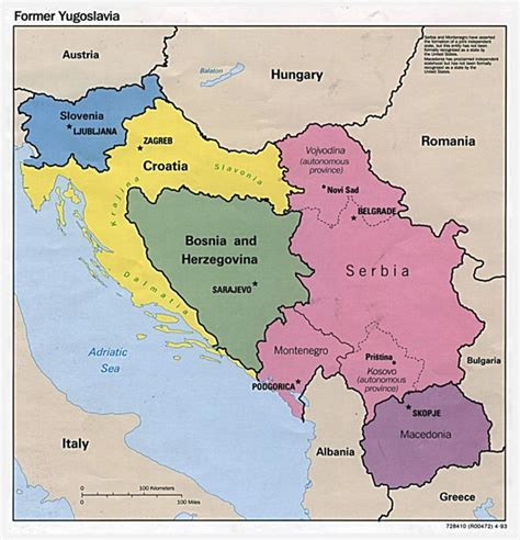 Political Map Of Former Yugoslavia 1993 Former Yugoslavia Political