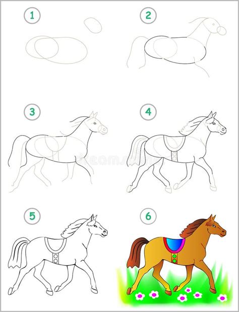 Seite Zeigt Wie Man Schritt Für Schritt Lernt Ein Pferd Zu Zeichnen