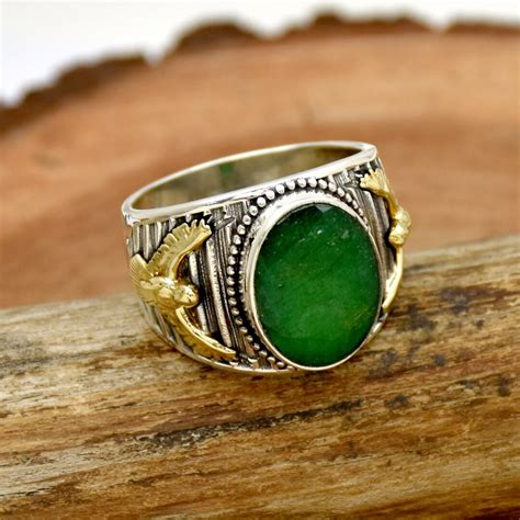 Indian Emerald Ring Sterling Silver Ring Handmade Ring Etsy