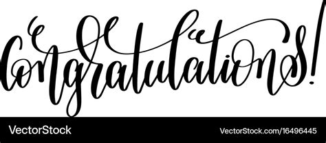 Congratulations Black And White Hand Lettering Vector Image