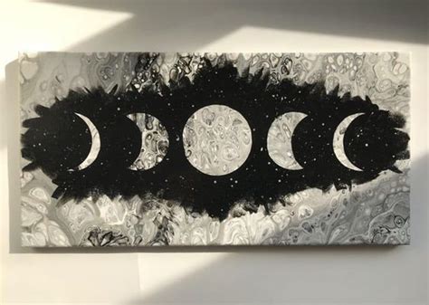 Moon Phases Oil Painting Moon Oil Canvas Nursery Decor Moon Etsy