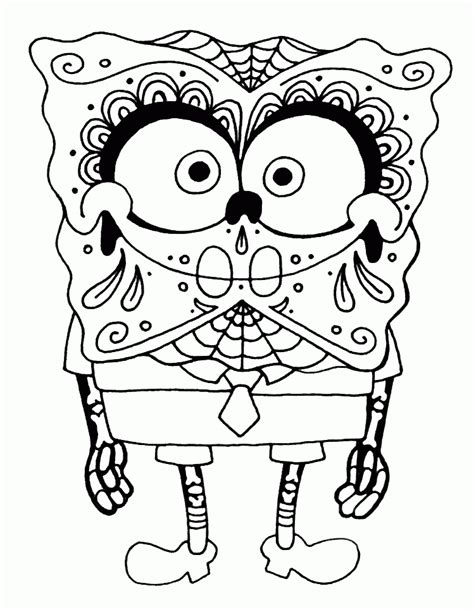 Free printable halloween colouring sheets. Spongebob Sugar Skulls Coloring Page | Skull coloring ...