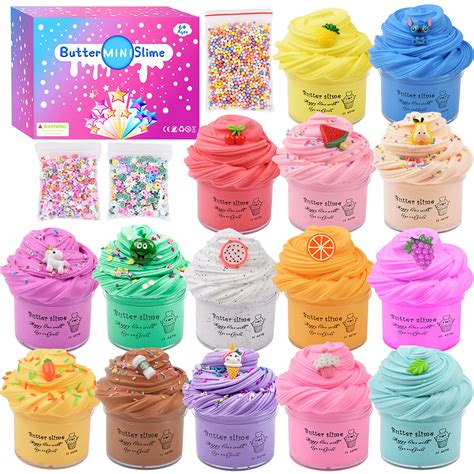 Buy Fluffy Butter Slime Kit 15 Pack Soft And Non Sticky Include Unicorn Watermelon Etc 15