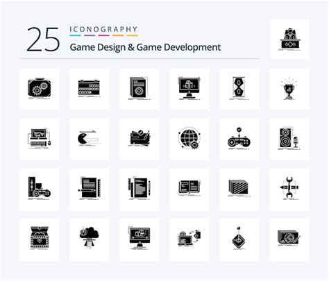 Free Vector Game Design And Game Development 25 Solid Glyph Icon Pack