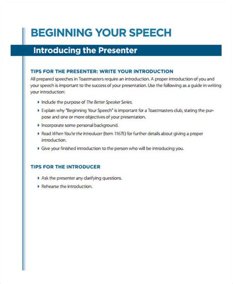 Sample Speech Introduction Presentation