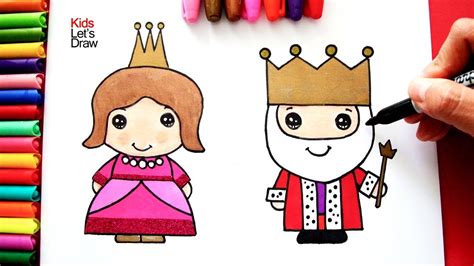 Dibujos para imprimir y colorear 1. Cómo dibujar y colorear al REY y la REINA de manera fácil ...