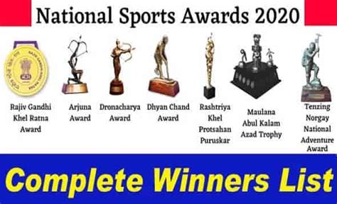 National Sports Awards 2020 Winners List Govtjobnotes
