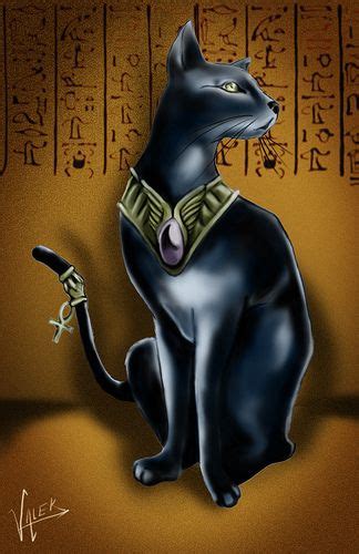 The Black Cat Is Sitting In Front Of An Egyptian Background