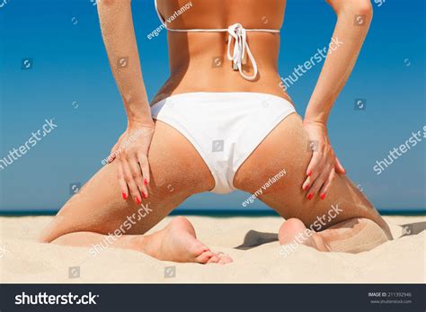 Back View Female Buttock White Bikini Foto De Stock Shutterstock