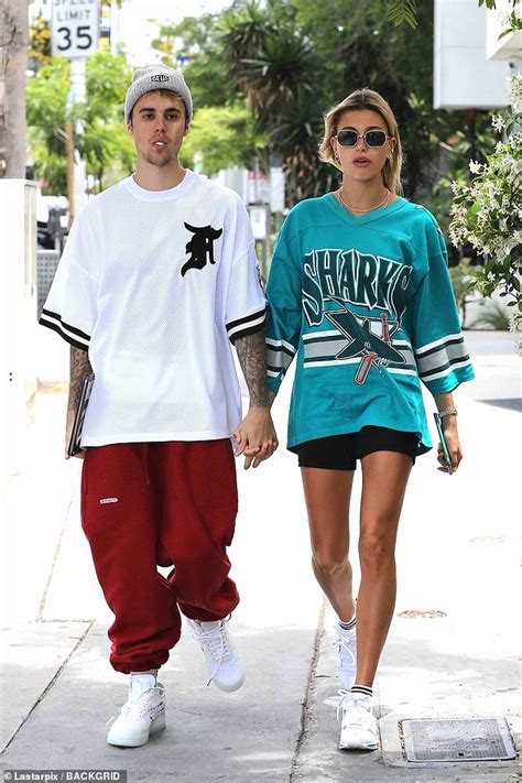 justin bieber and hailey baldwin in la holding hands on anniversary of release of his first
