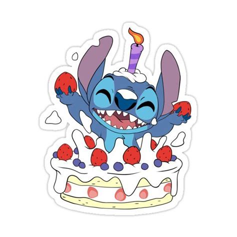 Happy Birthday Stitch Sticker By Falchi In 2021 Stitch Drawing