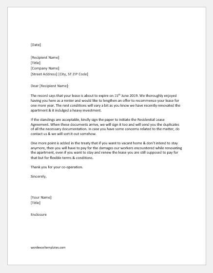 When a lease ends, the landlord can choose to raise. Sample Letter Landlord To Tenant Not Renewing Lease ...