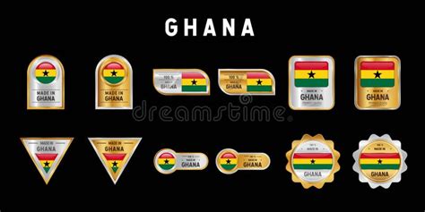 Made In Ghana Label Stamp Badge Or Logo With The National Flag Of