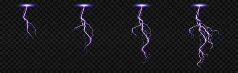 유토이미지 Sprite Sheet With Lightnings Thunderbolt Strikes Set For Fx