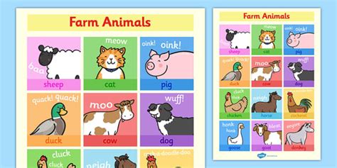 Farm Animals Display Poster Hecho Por Educadores Twinkl