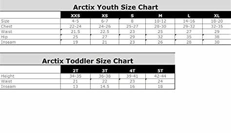 Arctix Youth Overalls Snow Bib Size Chart - Chart Walls