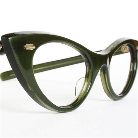 satiny green vintage cat eye glasses