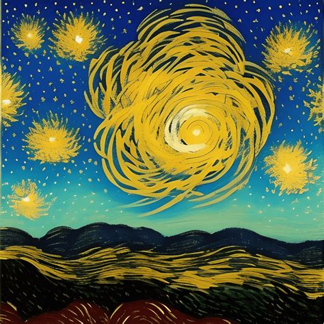 Fireworks In The Style Of Van Goghs Starry Night · Creative Fabrica
