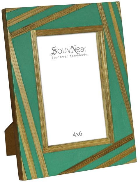 Bulk Wholesale Aqua Green Photo Picture Frame In Mdf And Natural Bone