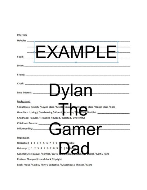 Writing Template Detailed Character Profile Template Etsy
