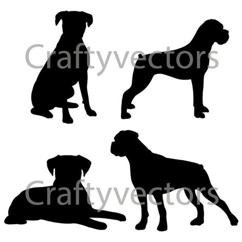 Boxer Dog Silhouettes Vector Svg Etsy Dog Silhouette Silhouette