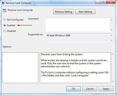 Disable Windows Lock Function In Windows 7