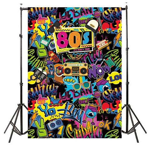 Neoback 80s 90s Theme Backdrop Graffiti Wall Hip Hop Birthday Party