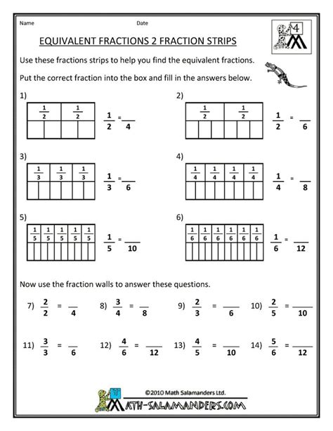 For example 2/3 is the fraction whose numerator is 2 and denominator is 3. Equivalent Fractions Worksheet | Math fractions worksheets ...