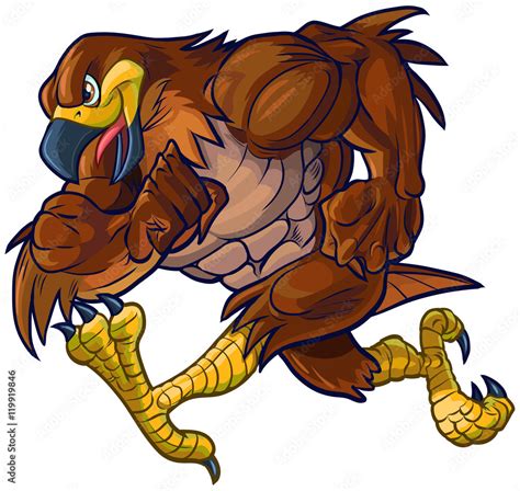 Vector Cartoon Hawk Eagle Or Falcon Mascot Running Stock Vector Adobe