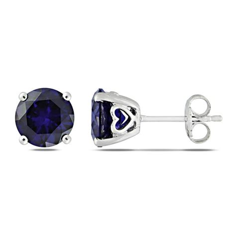 Shop Miadora Sterling Silver Created Blue Sapphire Earrings Free