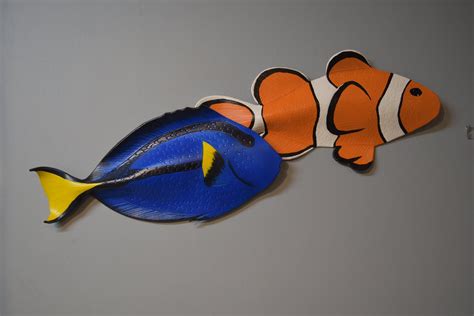 Blue Tang Clownfish Picture 3d Wall Sculpture Leather New Zealand