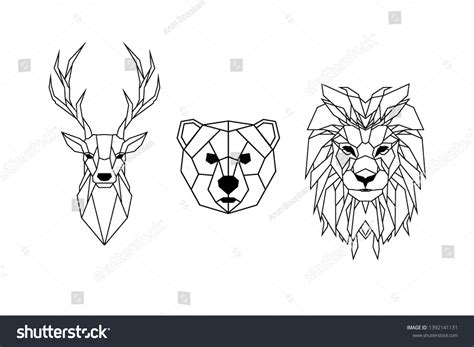 Front View Animal Head Triangular Icon Stock Vector Royalty Free