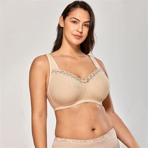 Delimira Womens Plus Size Full Coverage Bra Wirefree Non Padded Support Cotton Ebay
