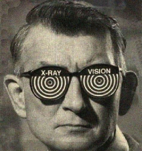 An Old Man Wearing Glasses With The Words X Ray Vision Printed On Their Lenses