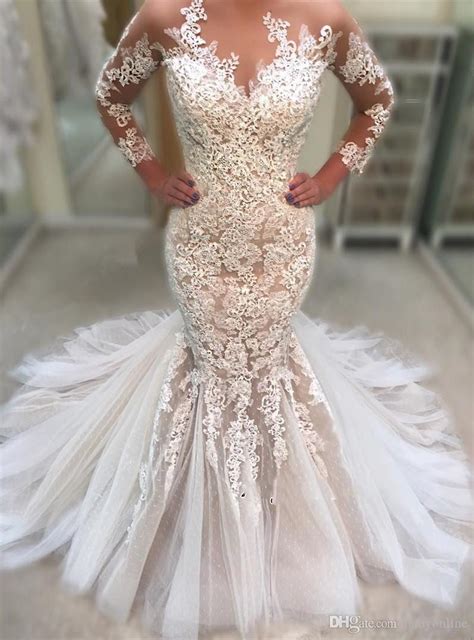 Custom Made Mermaid Wedding Dresses Gorgeous Long Sleeve 2019 Lace
