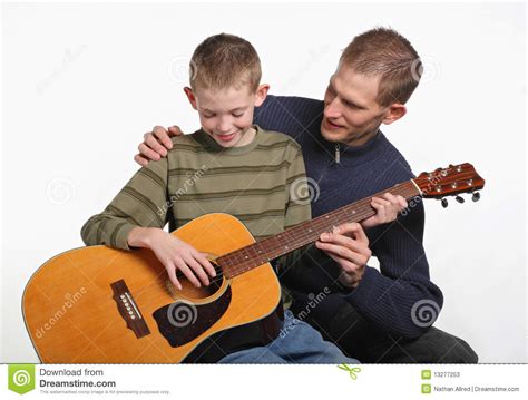 Guitar Dad Stock Image Image Of Instrument Lesson Helping 13277253