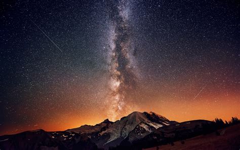 Wallpaper Mountains Night Sky Stars Space Art Milky Way
