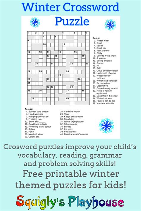Printable Winter Puzzles For Kids Word Puzzles For Kids Free