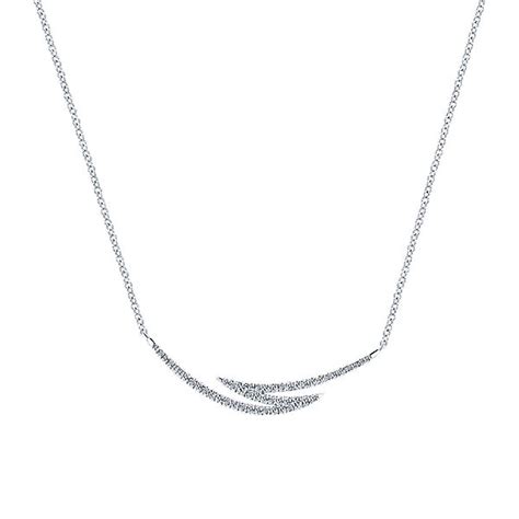 14k White Gold Indulgence Style Bar Necklace With Diamond By Gabriel