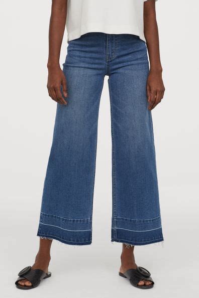 Wide Leg Cropped Jeans Denim Blue Ladies Handm Us Wide Leg