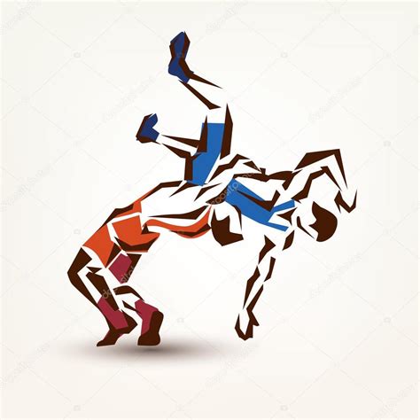 Wrestling Symbol Vector Silhouette Of Two Athletes Stock Vector Image