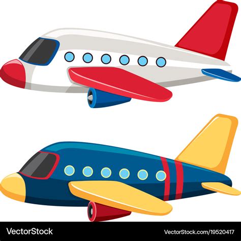Two Airplanes With Blue And White Colors Vector Image