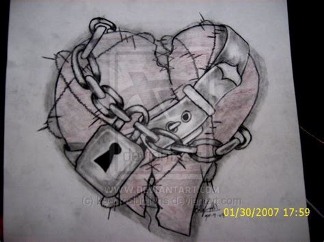 Heart With Chains Tattoo Broken Heart Drawings Heart Drawing Broken