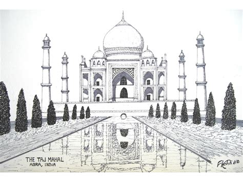 Taj Mahal India Landmarks Bandw Square Box Framed Canvas Art Picture