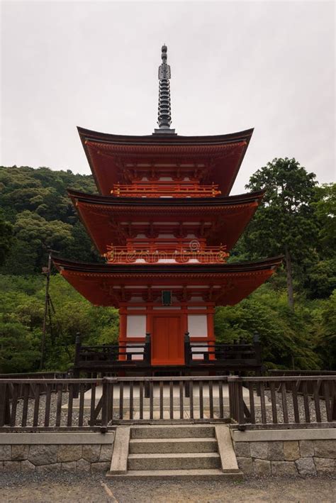 View On The Famous Red Pagoda Of The Kiyomizu Dera Temple Stock Photo