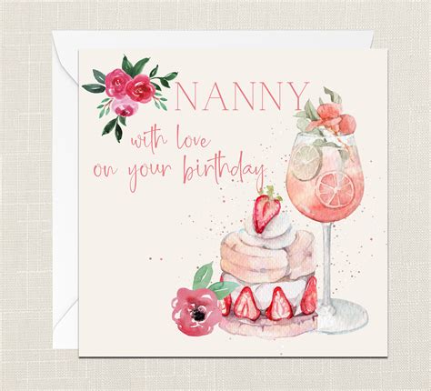 Nanny With Love On Your Birthday Greetings Card With Envelope Etsy