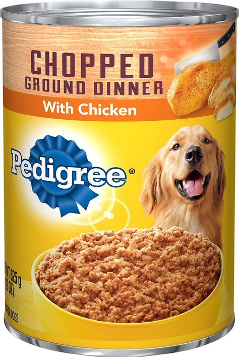 Can of pedigree chopped ground dinner chicken and rice canned dog food; Pedigree Chopped Ground Dinner With Chicken Canned Dog ...