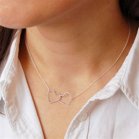 Sterling Silver Interlocking Hearts Necklace By Highland Angel